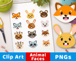 Cute Animal Faces Clipart- The Digital Download Shop