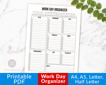 Work Day Planner Printable- Minimalist