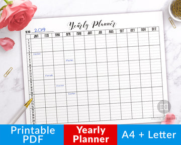 Yearly Planner Printable- Horizontal