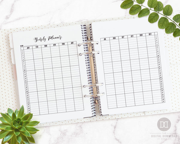 Yearly Planner Printable- Vertical