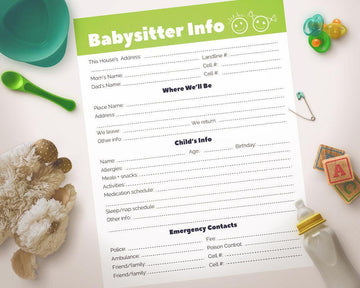 Babysitter Info Sheet Printable