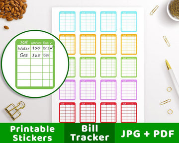 Bill Tracker Printable Planner Stickers