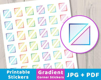 Blank Gradient Corner Printable Planner Stickers - The Digital Download Shop