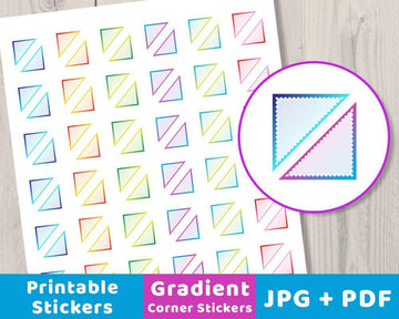 Blank Gradient Corner Printable Planner Stickers