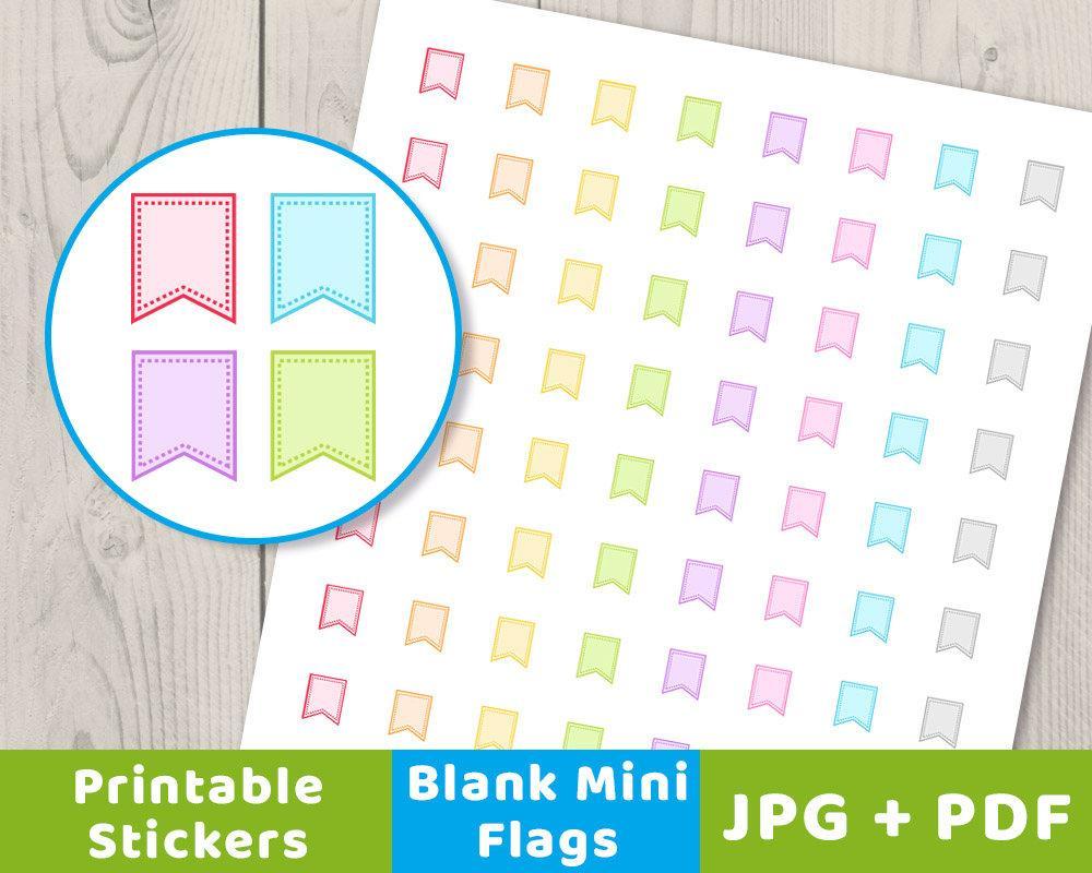 Blank Mini Flag Printable Planner Stickers