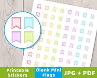 Blank Mini Flag Printable Planner Stickers - The Digital Download Shop