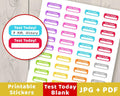 Blank Test Today Printable Planner Stickers