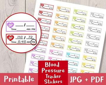 Blood Pressure Tracker Printable Planner Stickers