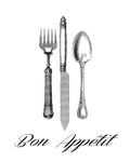 Bon Appetit Fork Knife Spoon Vintage Image