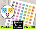 Boston Terrier Dog Printable Planner Stickers