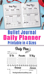 Bullet Journal Printable Daily Plan Printable for Bullet Journals and Planners