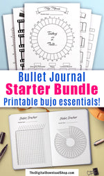 Printable bullet journal insert bundle- Bujo trackers and logs to help you organize, plan, and record your life! Whether you're new to bullet journaling, or just want a bunch of fun new inserts to use, this bullet journal starter pack has everything you need! | #bulletJournal #planner #DigitalDownloadShop