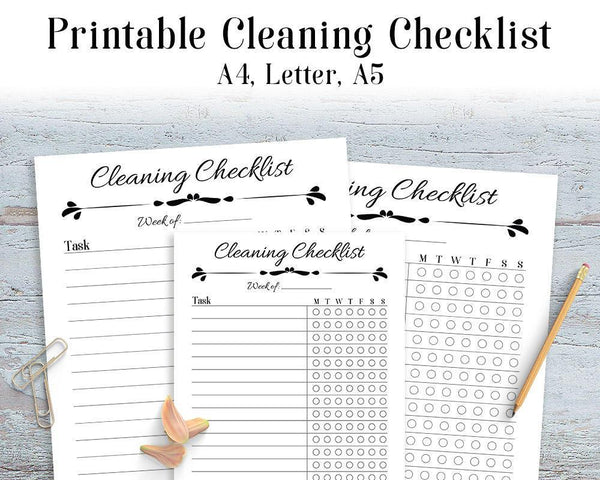 Cleaning Checklist Printable - The Digital Download Shop