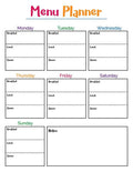 Colorful Meal Planner Printable