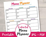 Colorful Meal Planner Printable - The Digital Download Shop