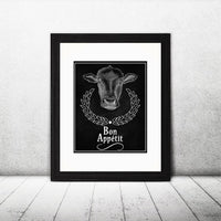 Cow Bon Appetit Sign Printable Wall Art - The Digital Download Shop