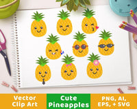 Cute Pineapples Clipart - The Digital Download Shop