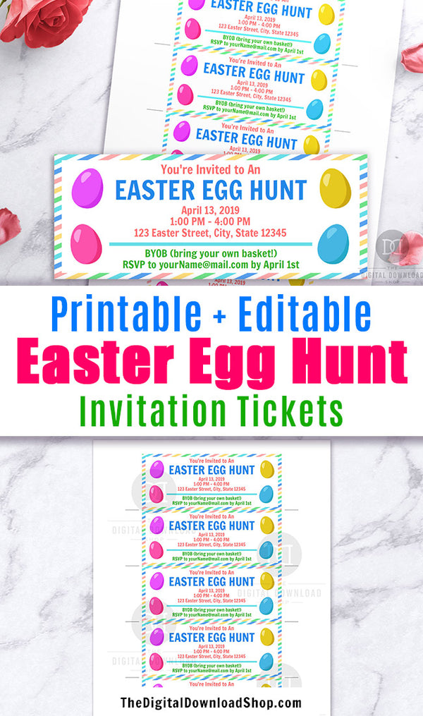 Event Ticket Editable Printable- Easter Egg Hunt