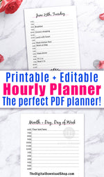 Hourly planner editable printable. This editable hourly schedule is the easiest way to plan out your days! Even the times are editable, so you can break down your day however you like!