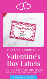 Valentine's Day Labels Printable- Editable and printable Valentine's Day label template for presents, place cards, buffet table labels, and more. | #ValentinesDay #printable #Valentines #labels #DigitalDownloadShop