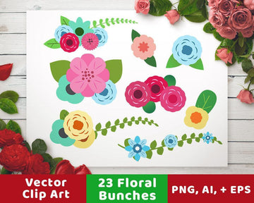 Floral Wedding Clipart- Bunches