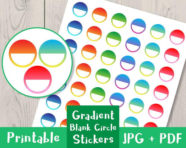 Gradient Blank Circle Printable Planner Stickers - The Digital Download Shop