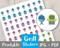 Grill Printable Planner Stickers - The Digital Download Shop