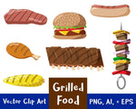 Grilled Food Clipart - The Digital Download Shop