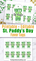St. Patrick's Day Tag Printable- These editable favor tags are the perfect finishing touch to your St. Patrick's Day party favors! | St. Patty's Day, Saint Patrick's Day party ideas, gift tags, #StPatricksDay #SaintPatricksDay #DigitalDownloadShop