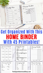 Home Management Binder Printable- | household binder, family binder, home binder, mom binder, #sahm #organizing #DigitalDownloadShopGet your household organized with this handy home management planner printable! With 45 printable pages, everything you could possibly need to organize your family's life is right here! 