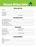 House Sitter Info Sheet Printable
