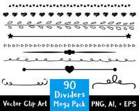 Line Divider Clipart - 90 Dividers Mega Pack - The Digital Download Shop