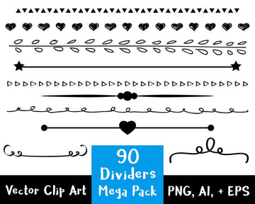 Line Divider Clipart - 90 Dividers Mega Pack
