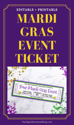 Mardi Gras Event Ticket Printable: 2 Fleur de Lis- These custom Mardi Gras's event tickets are the perfect way to send out invitations for your Mardi Gras party or community Mardi Gras event! | #MardiGras #eventTicket #invitation #printable #DigitalDownloadShop