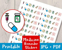 Medicine Reminder Printable Planner Stickers - The Digital Download Shop