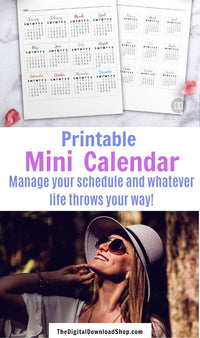Printable Mini Calendar for Planners + Journals- Save time and get your year at a glance or future log ready within minutes with the help of this printable mini calendar! | bullet journal calendar, bujo ideas, #bulletJournal #planner #calendar #DigitalDownloadShop