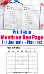 Month on One Page Planner Printable- Get your month planned and organized fast with this handy month at a glance planner printable for bullet journals and planners! | monthly planner, undated monthly calendar, MO1P, #planner #bulletJournal #bujo #monthAtAGlance #DigitalDownloadShop
