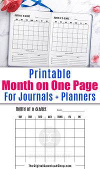 Month on One Page Planner Printable- Get your month planned and organized fast with this handy month at a glance planner printable for bullet journals and planners! | monthly planner, undated monthly calendar, MO1P, #planner #bulletJournal #bujo #monthAtAGlance #DigitalDownloadShop