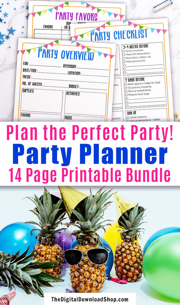 Party planner printable bundle, perfect for planning any type of party! Use this event planner template kit to plan out different aspects of your party and record important info so you don't forget a thing! | kids birthday party, graduation party, anniversary party, #planner #party #partyPlanning #DigitalDownloadShop