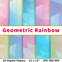 Pastel Rainbow Geometric Digital Paper - The Digital Download Shop