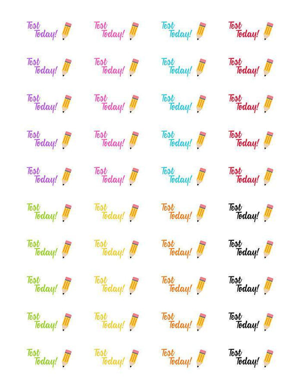 Pencil Test Today Printable Planner Stickers - The Digital Download Shop