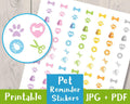 Pet Reminder Printable Planner Stickers