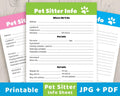 Pet Sitter Info Sheet Printable