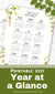 2021 at a Glance Calendar Printable- This gorgeous watercolor 2021 yearly calendar is perfect for your planner, or can be used as a pretty wall calendar for your office! | #2021Calendar #yearAtAGlance #plannerPrintables #calendarPrintable #DigitalDownloadShop 