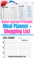 Weekly meal planner + shopping list planner printable for bullet journals and other planners. | #bulletJournal #bujo #mealPlanner #menuPlanner #DigitalDownloadShop
