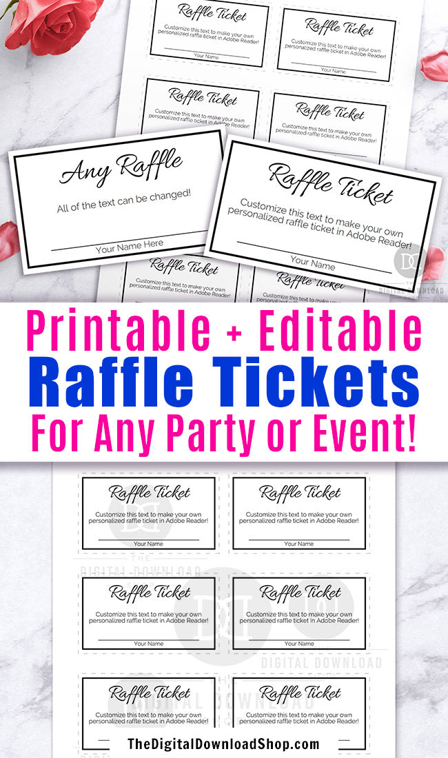 Raffle Ticket Template Editable Printable- Black and White | The Digital Download Shop raffle-ticket-template-editable-printable-black-and-white-the-digital-download-shop