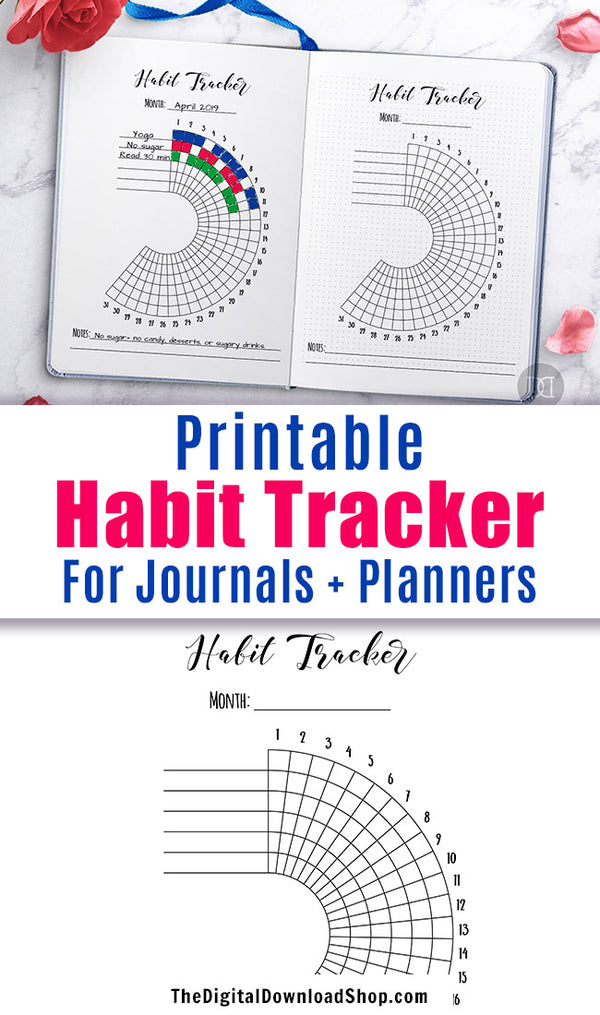 Bullet Journal Habit Tracker Printable- Half Circle
