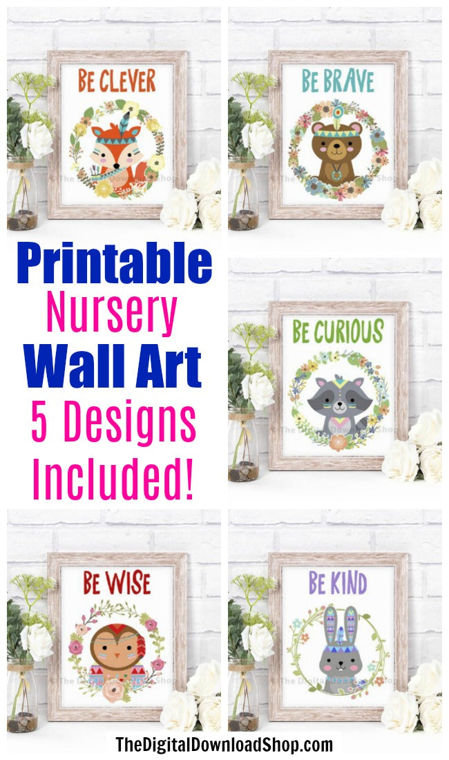 Woodland Animals Nursery Printables- Motivational | The Digital Download Shop for Free Printable Nursery Wall Art