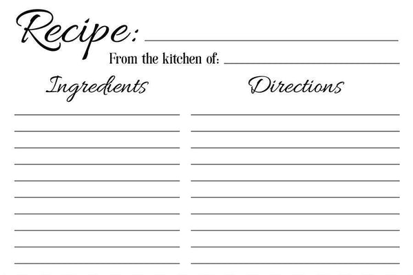 Recipe Card Printable - The Digital Download Shop