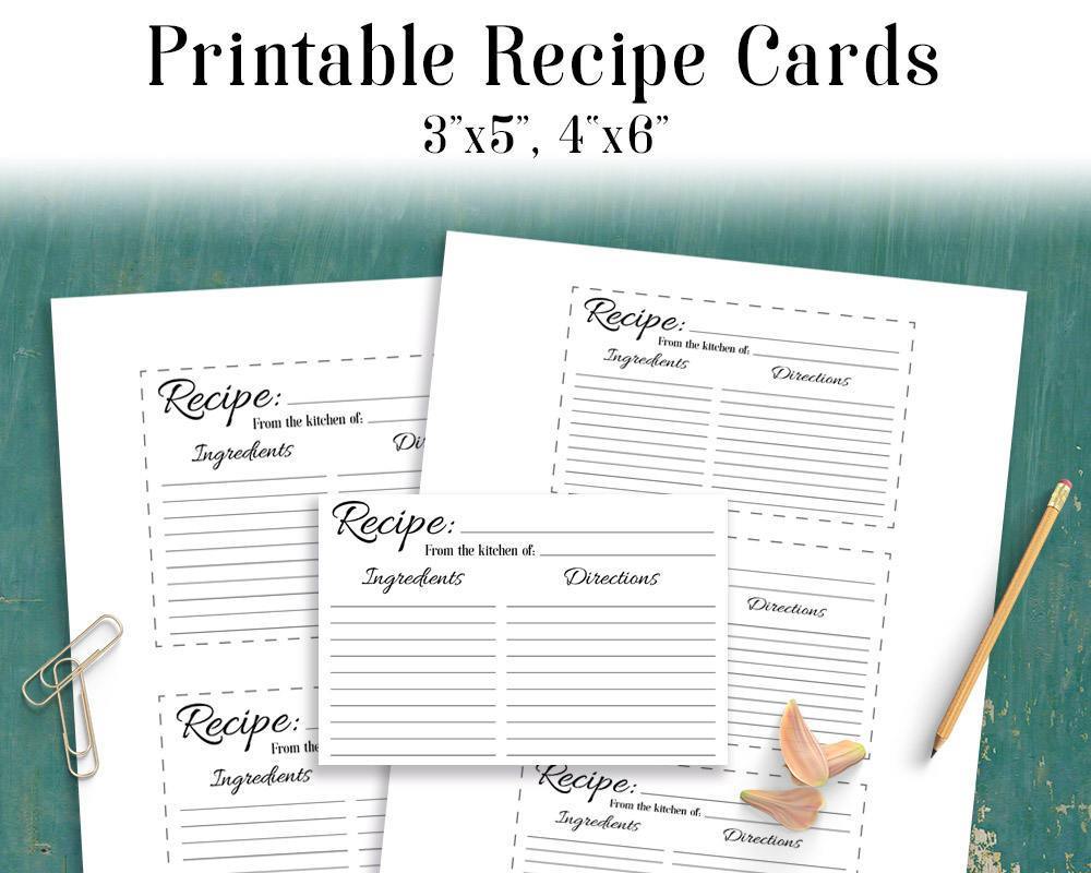 recipe-card-printable-the-digital-download-shop for Free Printable Recipe Cards 3x5 Recipe Card Printable | The Digital Download Shop for Free Printable Recipe Cards 3x5